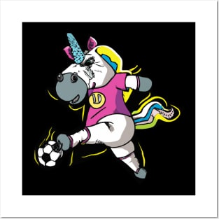 Unicorn Soccer Girl Posters and Art